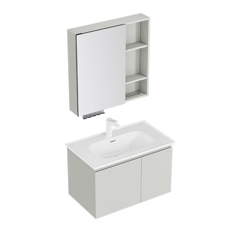 九牧（JOMOO）浴室柜 陶瓷一体盆抗菌洗脸盆柜组合冷灰80cm A2741-14LD-5