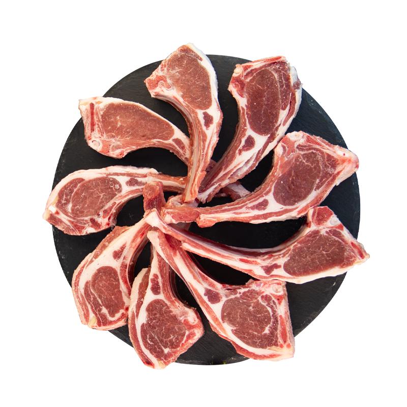 三疆牧羊 新疆羊肉 原切羔羊法式羊排2斤 国产生鲜单肋战斧羊排 西餐烧烤食材 法式羊排1000g