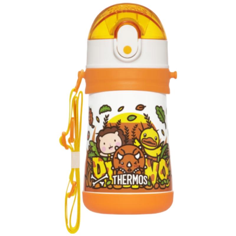膳魔师（THERMOS）儿童水杯316l不锈钢保温杯宝宝水杯小吸管杯耐磨防摔可斜跨 黄恐龙 320ml（带恐龙蛋+杯绳）