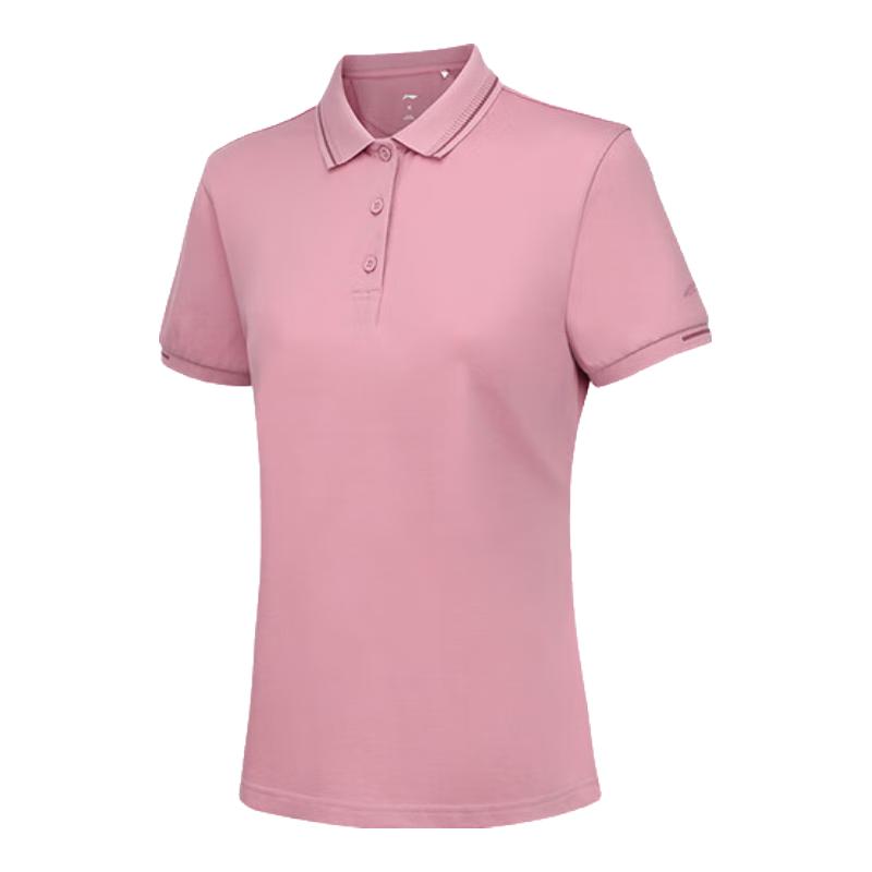 李宁（LI-NING）短袖polo衫女夏季新款正肩上衣修身显瘦翻领t恤运动休闲T恤