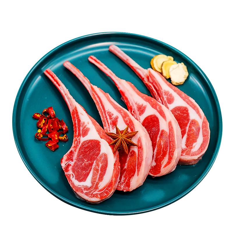 宁夏滩羊肉 生鲜原切单肋法式羊排雪花排4支烧烤食材儿童排羊肋排