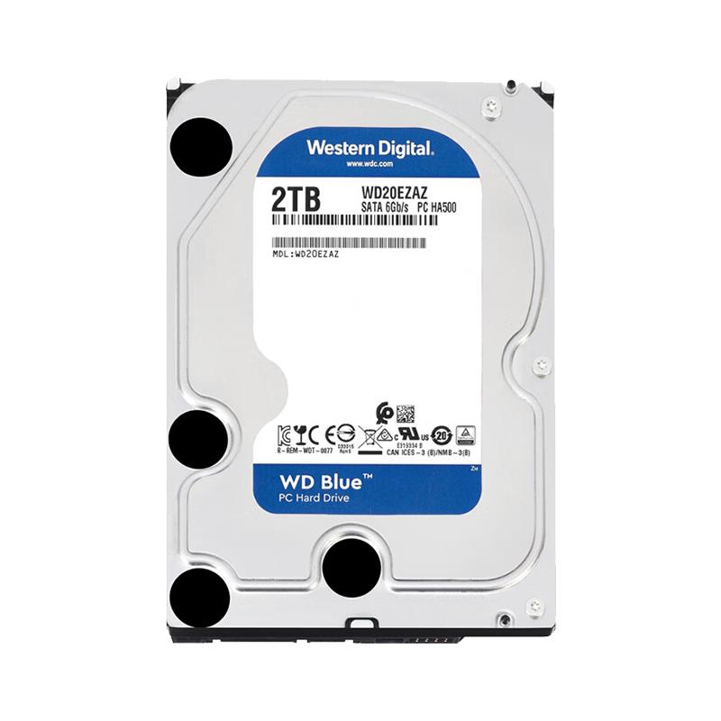 Western Digital西部数据 台式机机械硬盘 WD Blue 西数蓝盘 2TB CMR垂直 5400转 64MB SATA (WD20EARZ)