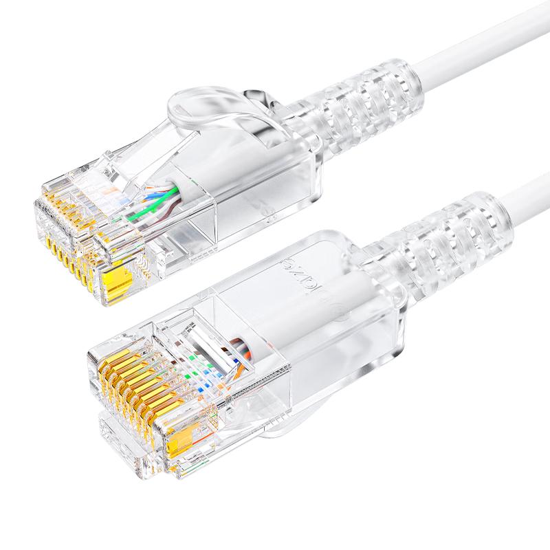 毕亚兹 超六类网线细线CAT6A类无氧铜 1.5米 万兆高速成品连接线 家用电脑宽带网络跳线 白色