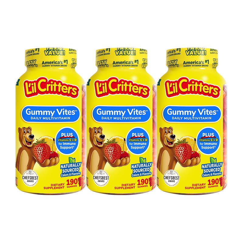 L'il Critters L’ilCritters丽贵儿童叶黄素维生素cd3多种复合维生素营养小熊软糖190粒2岁以上 复合维生素*3瓶