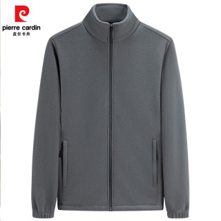 皮尔·卡丹 皮尔卡丹2025春季立领外套男士休闲运动卫衣抓绒衣保暖上衣男装 灰色