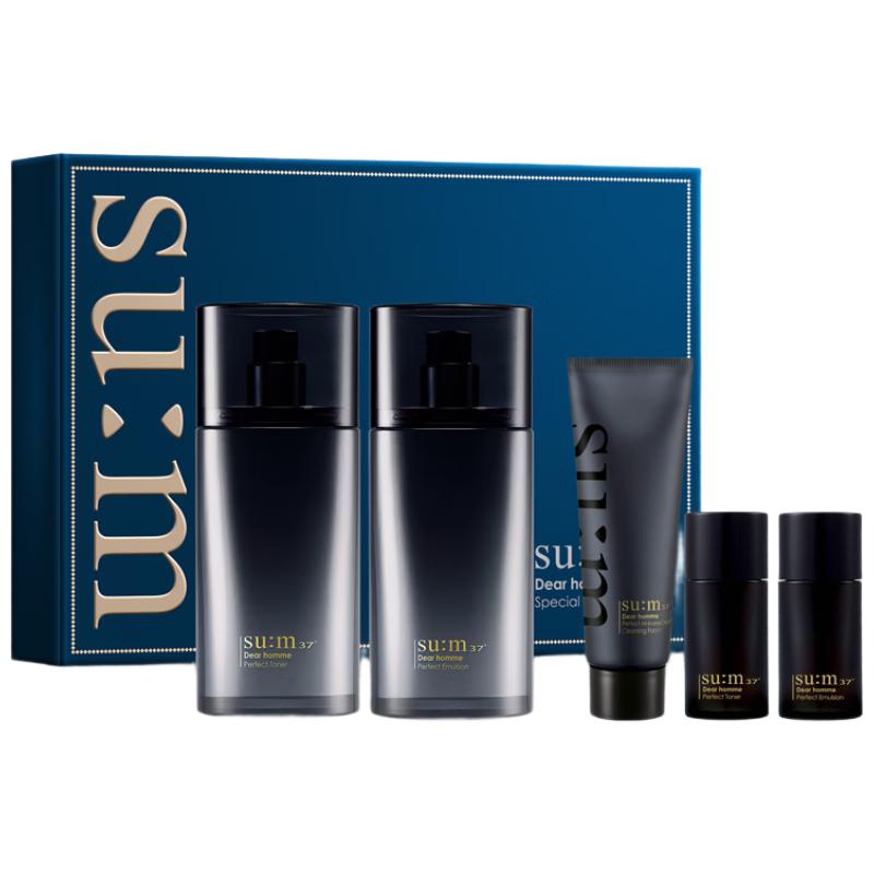 su:m37° 苏秘37° 男士日臻精英护肤礼盒装 (爽肤水130ml+25ml+乳液110ml+25ml+泡沫洁面膏40ml+精华啫喱5ml)
