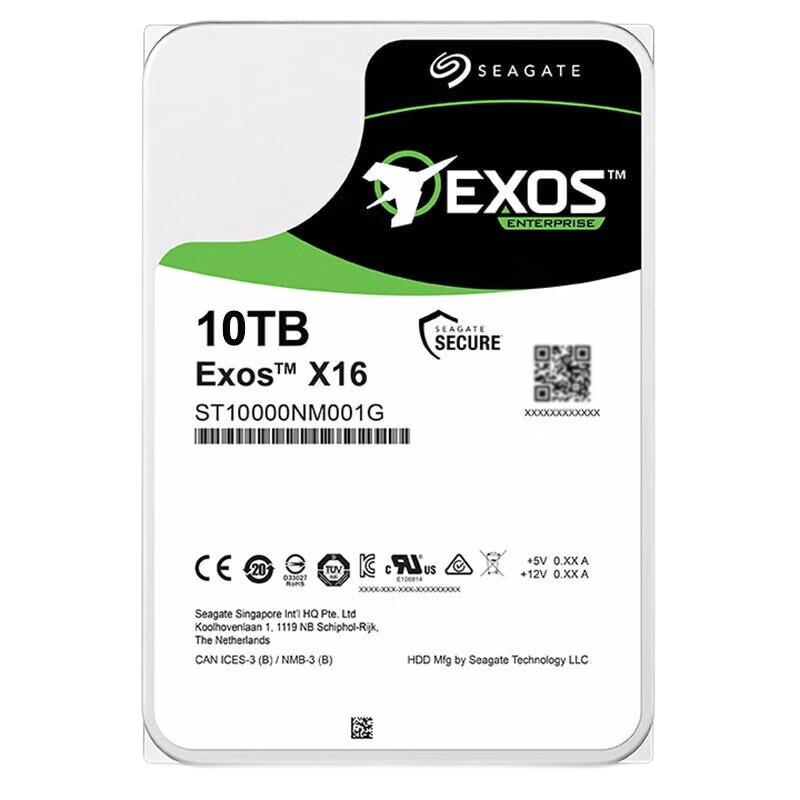 SEAGATE 希捷 银河Exos X16系列 3.5英寸 企业级硬盘 10TB（7200rpm、CMR）ST10000NM001G