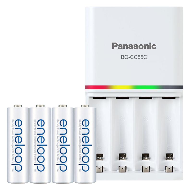 Panasonic 松下 3MCCE 5号碱性电池 1.2V 1900mAh 4粒装+BQ-CC55C充电器 充电电池套装
