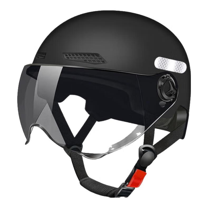 戈凡3C认证成人男士电动车头盔儿童骑行帽四季通用电瓶摩托车冬季 325亚黑色【5挡加厚】茶色长镜