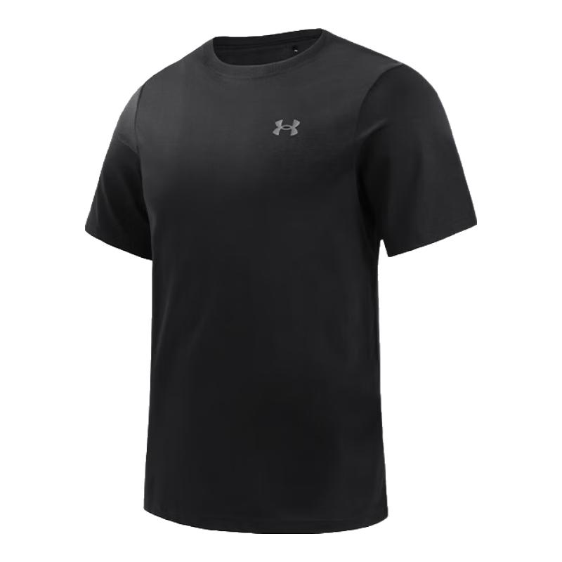 安德玛宽松短袖t恤男半袖户外运动圆领休闲外穿男运动上衣 漫暮黑