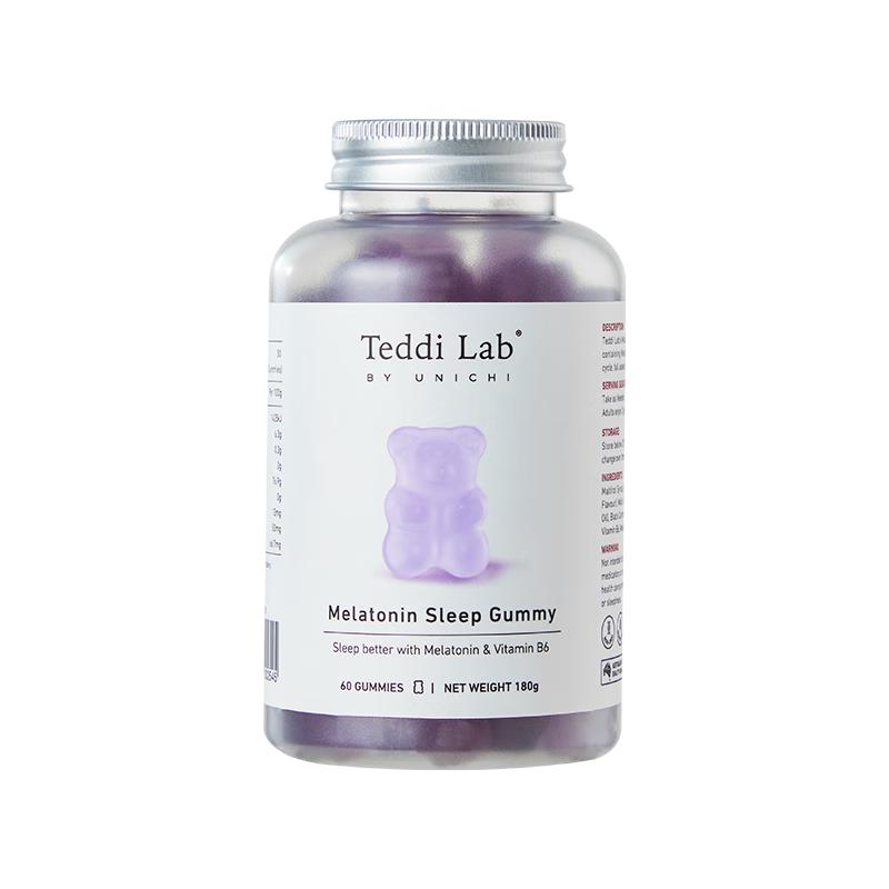 UNICHI 褪黑素睡眠软糖维生素b6小熊软糖60粒teddilab软糖无依赖 0糖 倒时差 澳洲 【3瓶一周期】助眠无依赖*1瓶
