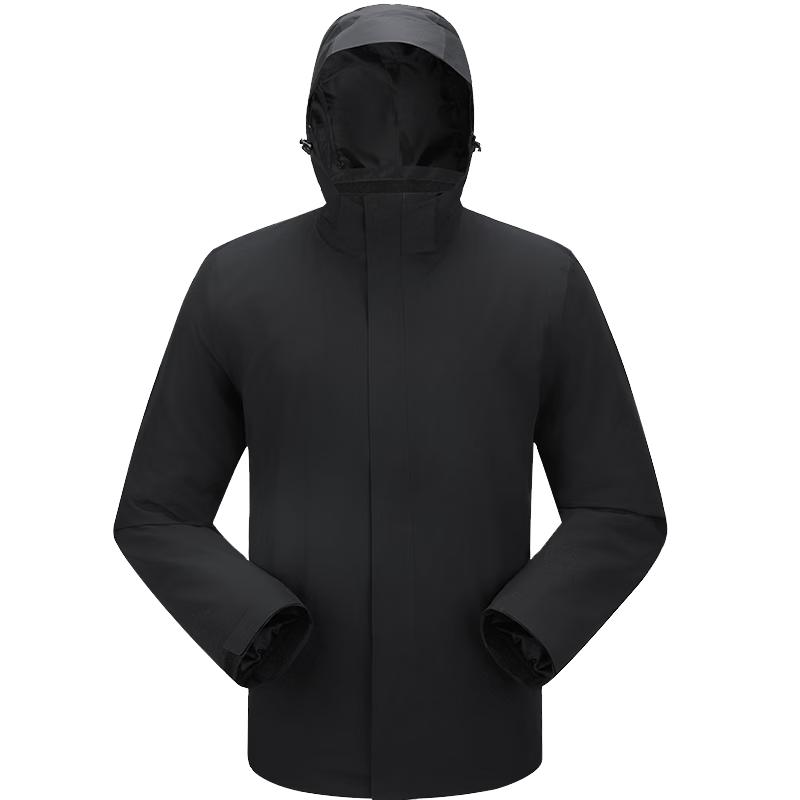 牧高笛（MOBIGARDEN）冲锋衣男女户外登山套绒三合一两件套冲锋衣男 NM24418003 钢琴黑/男 XL