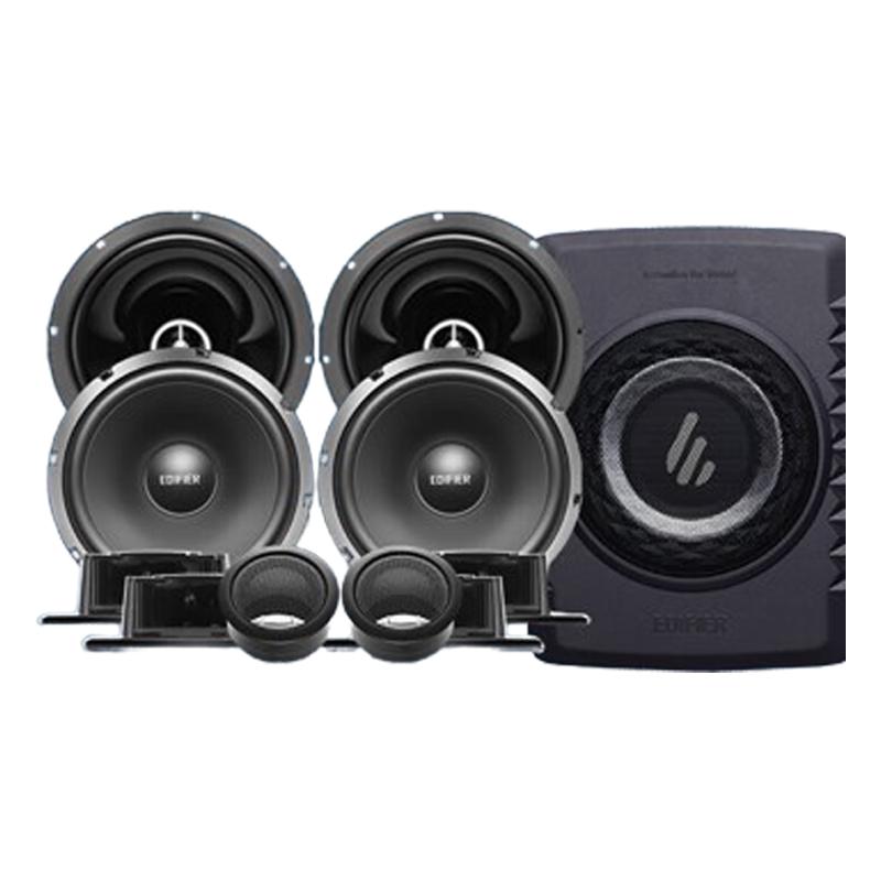 漫步者（EDIFIER）汽车音响改装 6.5英寸通用型车载扬声器 四门6喇叭套装+低音炮