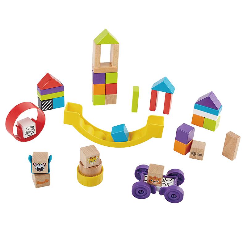 Hape X Baby Einstein 800856 好奇多乐积木套装 木制积木 40颗粒