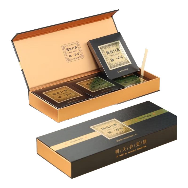 悠茗山陈皮白茶黑金铁盒小方片福鼎白茶贡眉饼干茶茶叶自己喝凑单 陈皮白茶180g