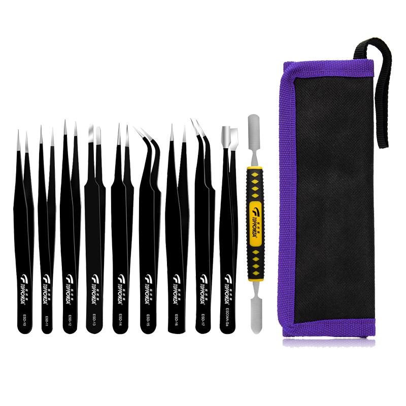 TOPFORZA 拓伏锐 TZ-4510 不锈钢镊子套装 10件套