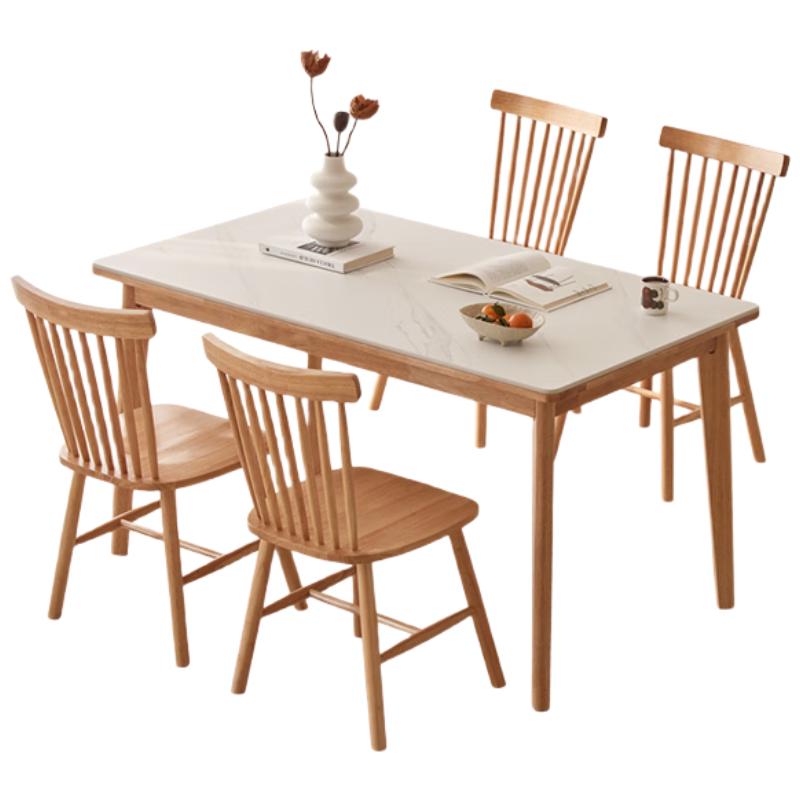 原始原素 P3111实木岩板餐桌椅 一桌四椅 1.4米