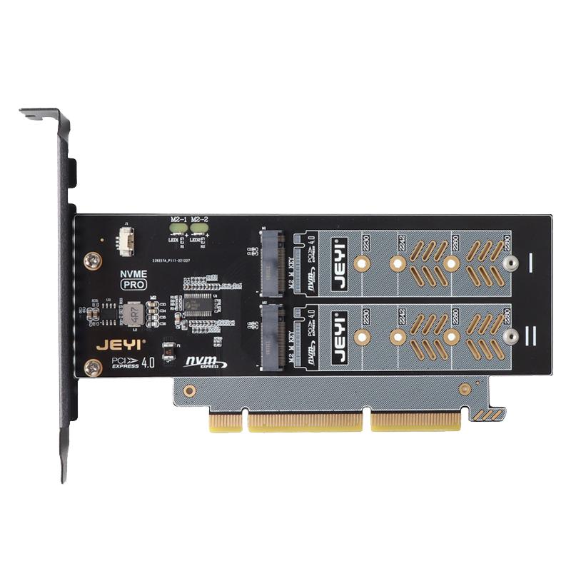 JEYI 佳翼 M.2固态硬盘阵列卡 双盘位pcie4.0x8 x16转nvme转接卡 台式电脑1转2扩展卡2280软raid 海燕二号