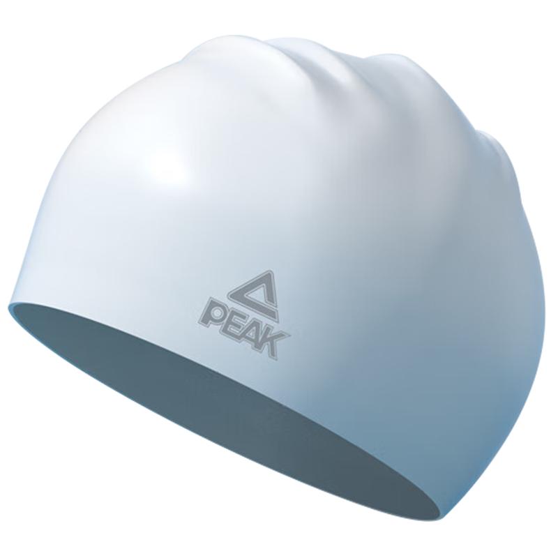 匹克硅胶泳帽 防水护耳舒适长发加大泳帽男女士成人专业训练游泳帽白