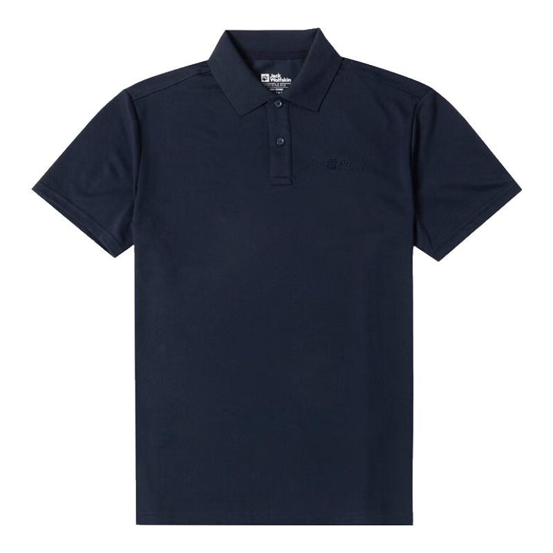 Jack Wolfskin狼爪T恤男春夏户外运动体恤日常通勤刺绣LOGO半袖简约POLO衫男 5820015-1010/