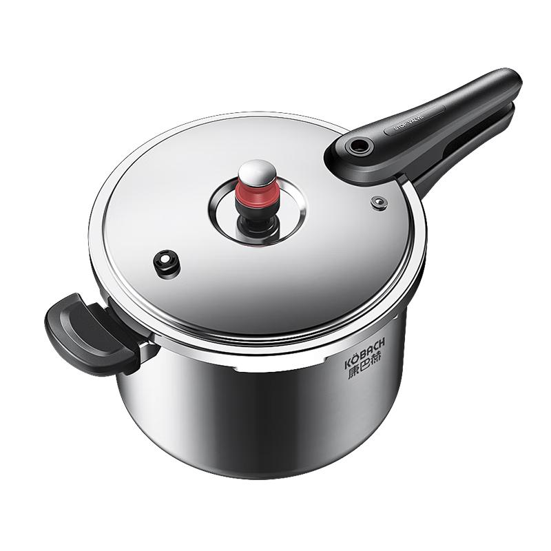 康巴赫304不锈钢高压锅家用快煮压力锅 大容量加厚防爆电磁炉通用 小红帽100Kpa高压锅 22cm 6L 小红帽22cm(6L)