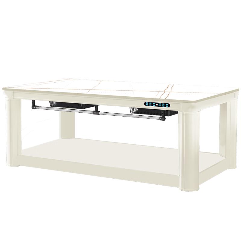 焱魔方奶油风电暖桌电炉取暖桌长方形烤火桌电烤桌电暖炉烤火茶几家用mofo S12（1500隐藏炉/米白）