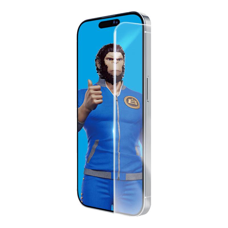 BLUEO蓝猩适用苹果15/14pro钢化膜全透明手机膜全屏高清防摔保护贴膜 