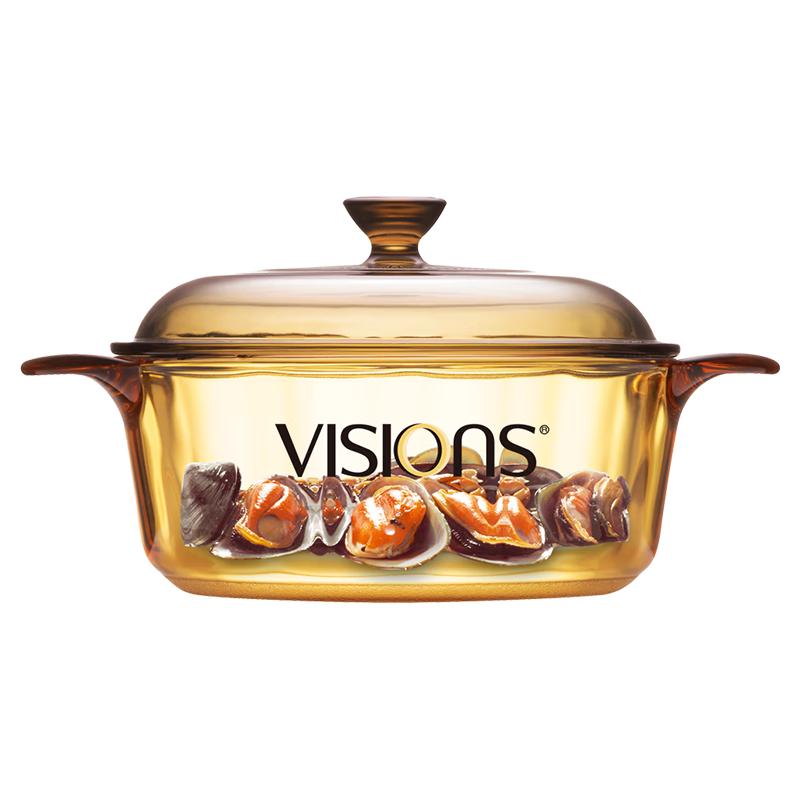 康宁（VISIONS）晶彩透明锅1.25L小汤锅炖锅宝宝辅食锅玻璃锅VS12