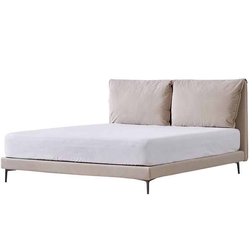 爱依瑞斯意式双人大床现代简约1.8m高端主卧大象耳朵布艺软床25 浅杏色 1800*2000