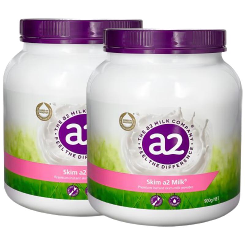 艾尔a2紫吨吨 脱脂奶粉成人 无蔗糖 A2型蛋白质 澳洲进口 900g*2罐