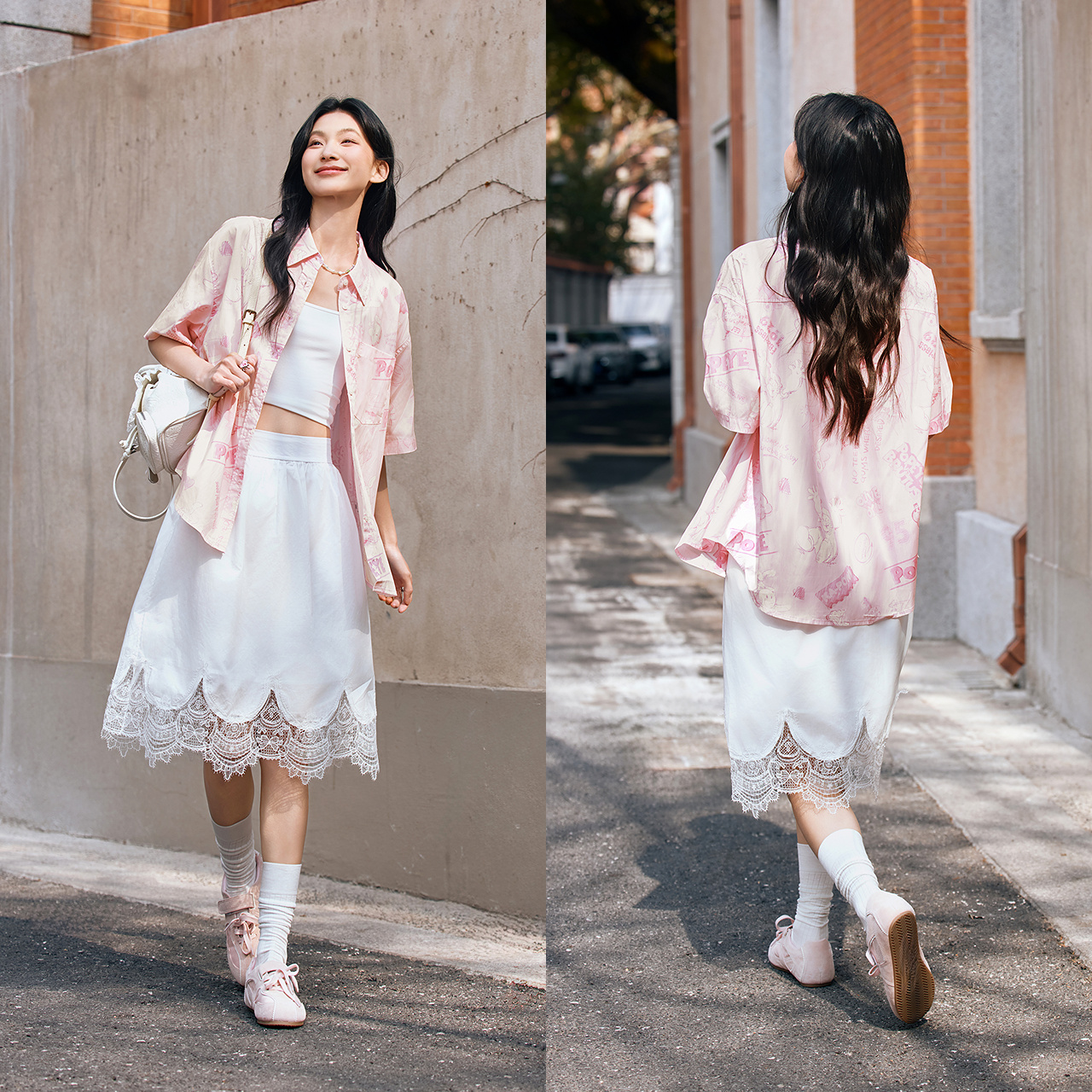 【清仓-衬衫合集C】森马衬衫女落肩宽松短袖衬衣男慵懒舒服