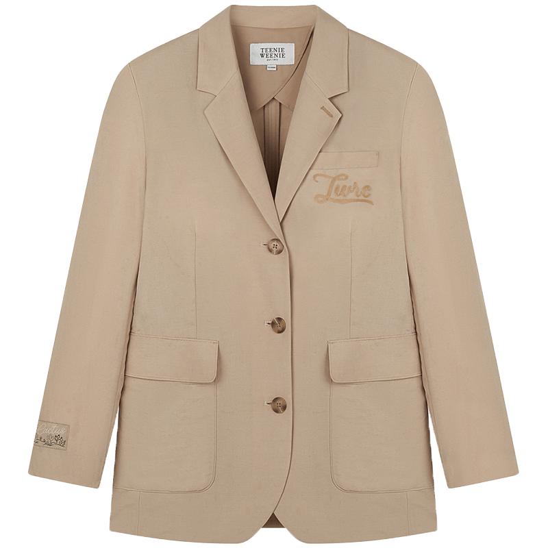 西服小熊2024款老钱风法国麻西装外套亚麻混纺轻盈女装