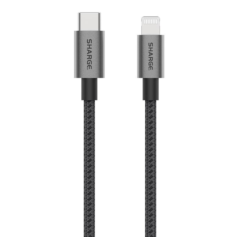  闪极 SHARGE SL101 MFi认证 Type-C转Lightning 3A 数据线 尼龙编织 1.2m 黑色