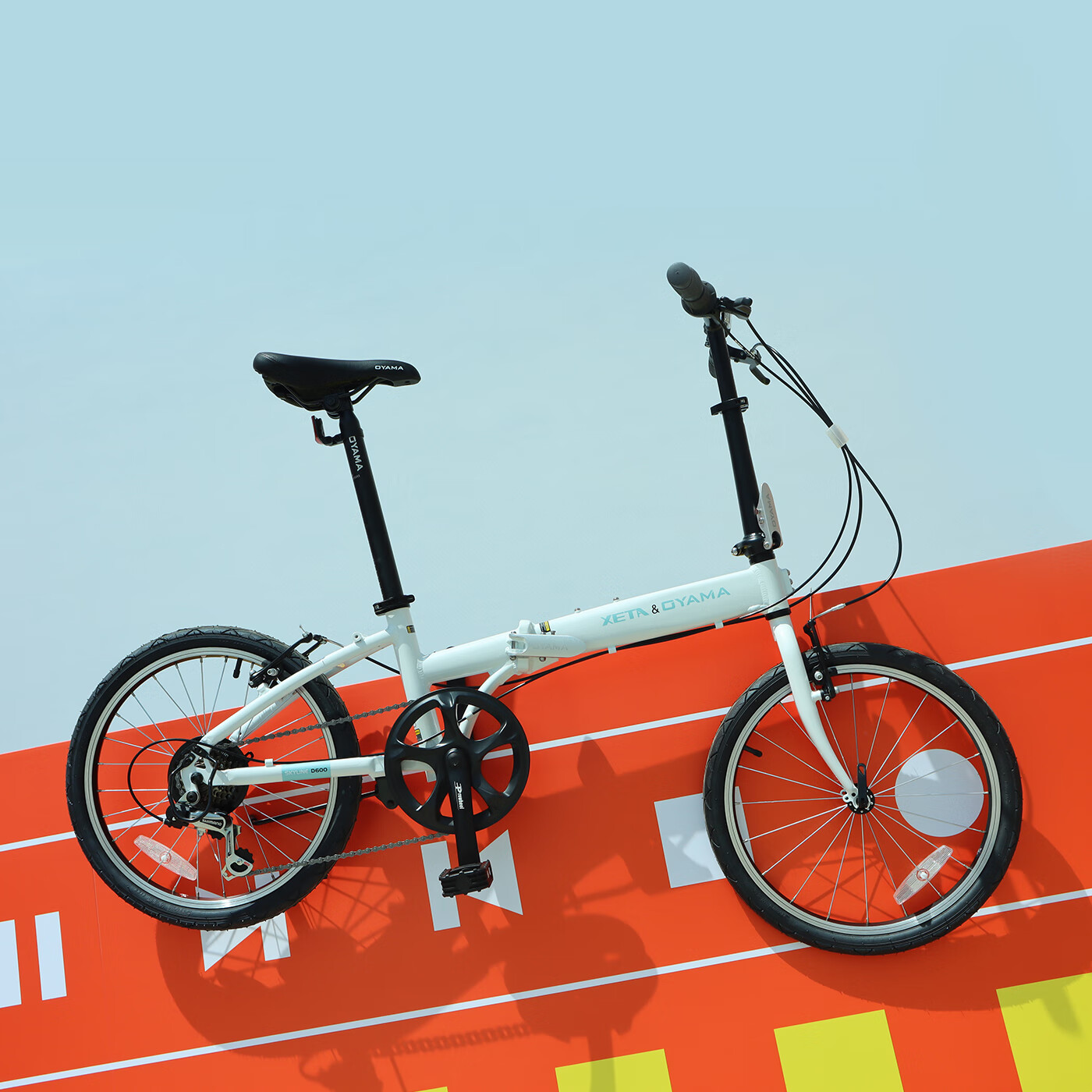 欧亚马XETA联名铝合金车架20寸折叠自行车6速男女学生轻便都市通勤代步 白色 6速 喜玛诺变速