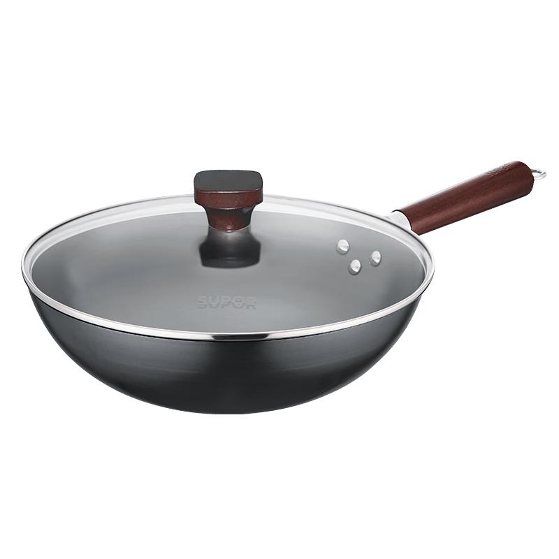 苏泊尔（SUPOR）圆底炒锅铁锅无涂层炒菜锅燃气灶 家用熟铁锅精铁防锈防穿孔 【多数选择】圆底纯铁 32cm