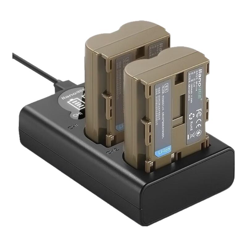 IIano 绿巨能 LIano 绿巨能 BP-511A 相机电池 7.4V 1600mAh 2块装 充电套装