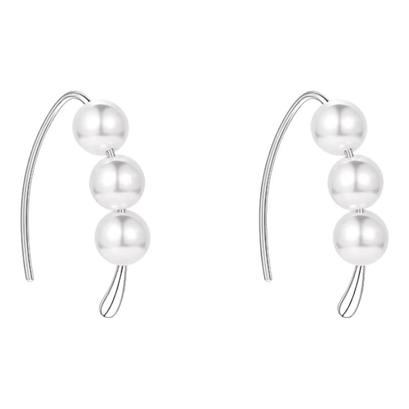 LnieerS925银挂钩珍珠耳环女简约气质防致敏耳钉小众设计感耳钩款耳饰 挂钩珍珠耳环【S925银】