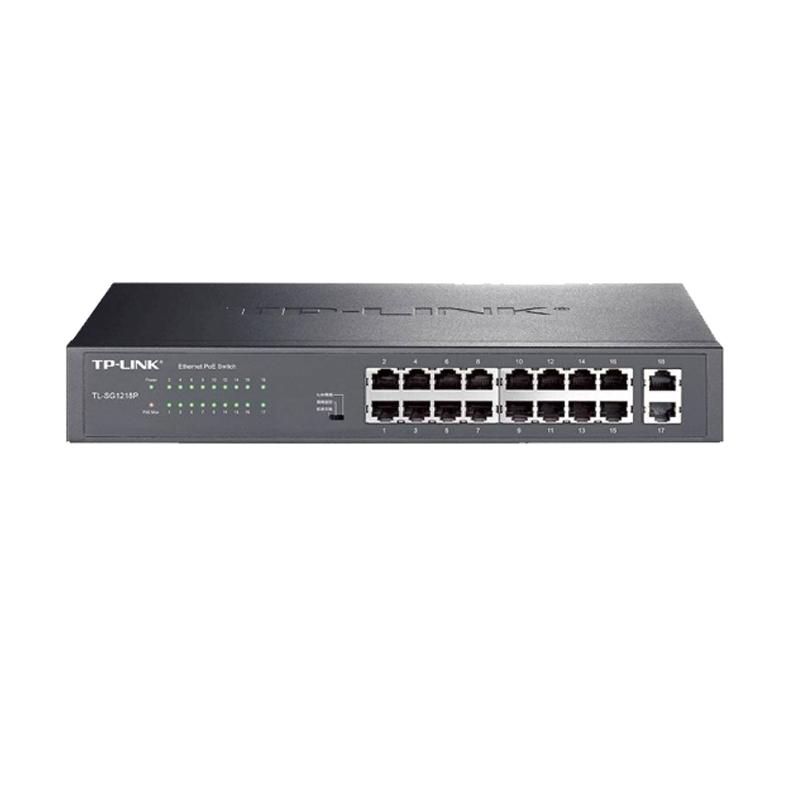 TP-LINK 普联 16口千兆POE+2千兆上联交换机 监控网络集线分线分流器 TL-SG1218P