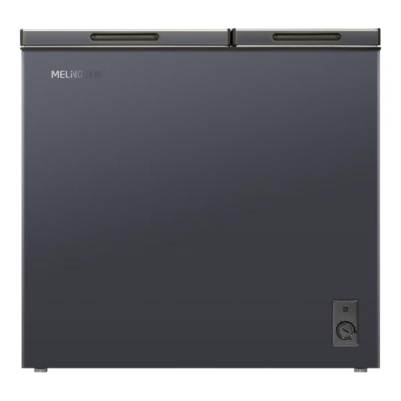 美菱 MELING（MeiLing）218升大容量冰柜家用商用冷藏冷冻双温冷柜一级能效独立双温卧式厨房冰箱BCD-218DTCX灰