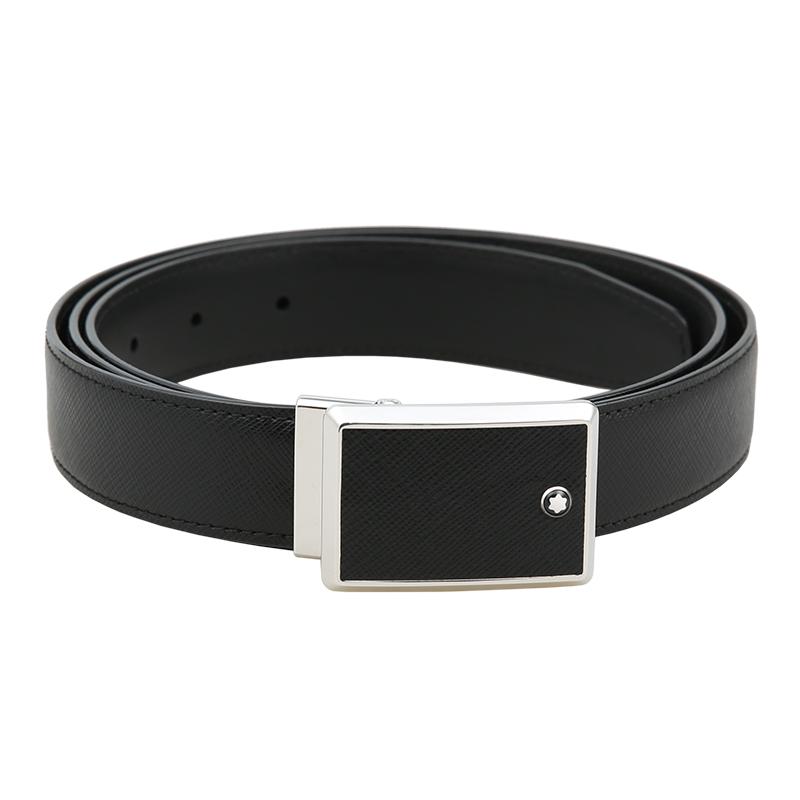 MONTBLANC 万宝龙 男士牛皮革板扣皮带 118421 黑色
