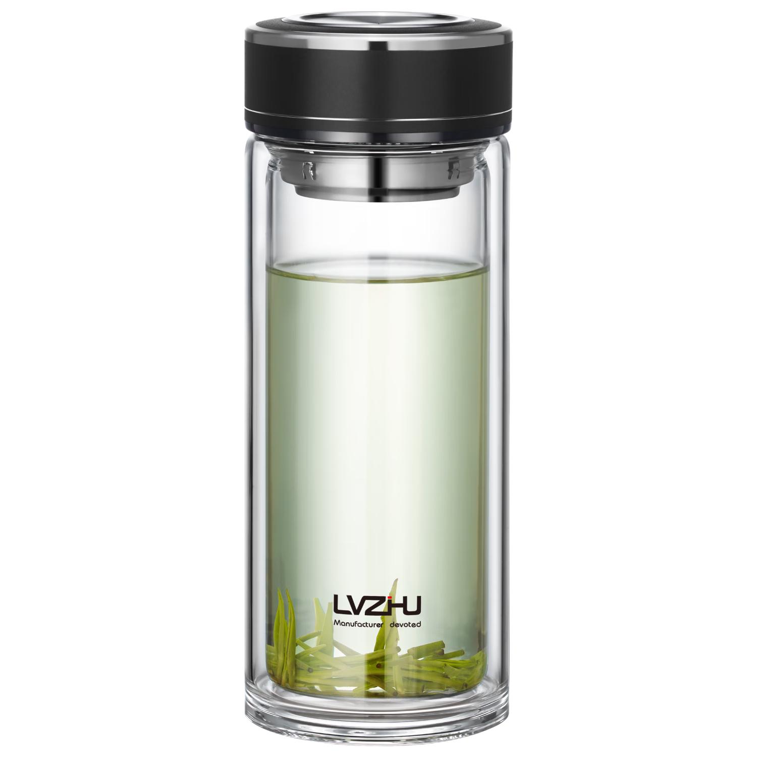 绿珠lvzhu 双层玻璃杯500ml 男女士大容量茶水分离办公泡茶水杯子B839 升级款 500ml
