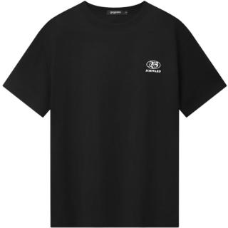 gxgjeans 真五折 美式刺绣圆领短袖T恤 黑色
