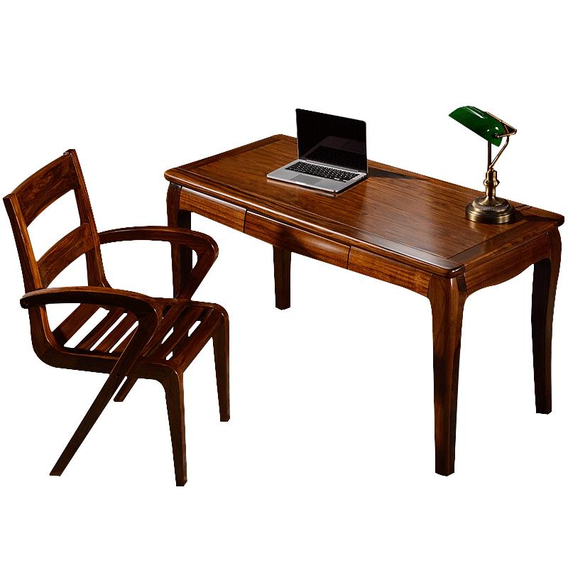 果真乌金木书桌现代中式全实木书桌多功能电脑桌写字台书画桌办公桌 上风上水系列【书桌1.4米】