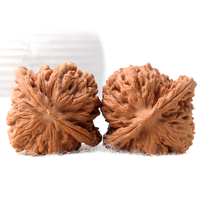 彩荷 文玩核桃麻核桃狮子头四座楼官帽白狮子把玩核桃手把件送男士 四座楼狮子头(约36-38mm)