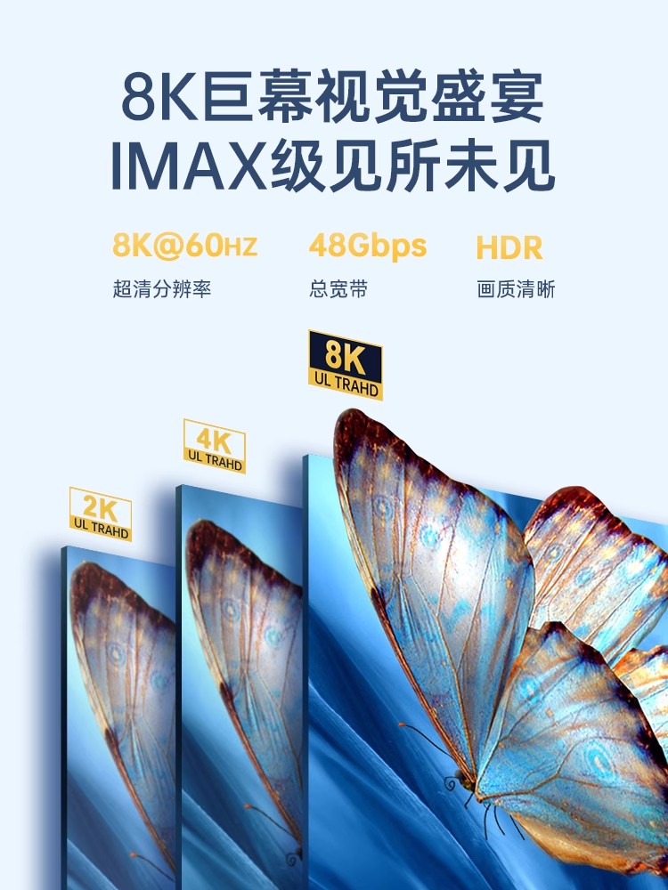 奥睿科hdmi线高清2.1连接8k电脑电视机显示器投影仪加长4k数据