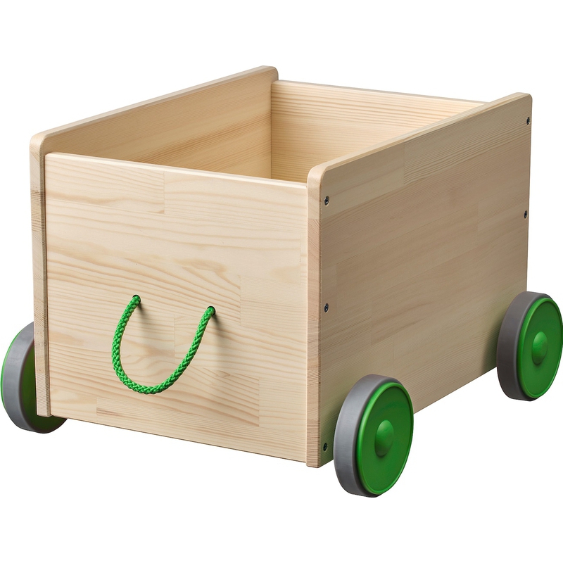 IKEA宜家FLISAT福丽萨特带轮玩具储物实心松木置物收纳盒拉车玩具