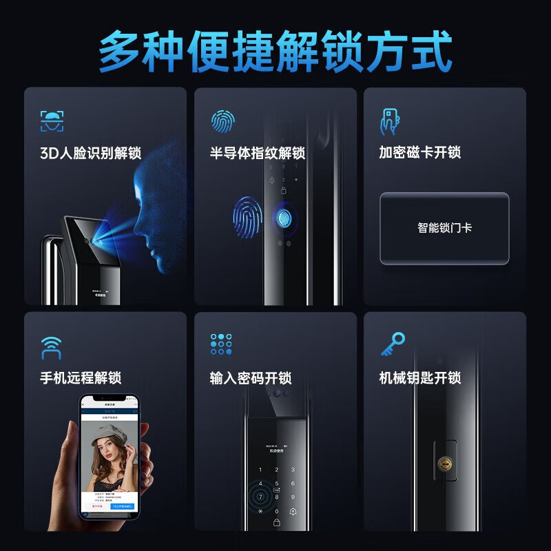 威恒智能门锁指纹锁电子锁密码锁 锁智能锁木门锁 通通锁APP 通通锁APP+遥控解锁【指导安装】