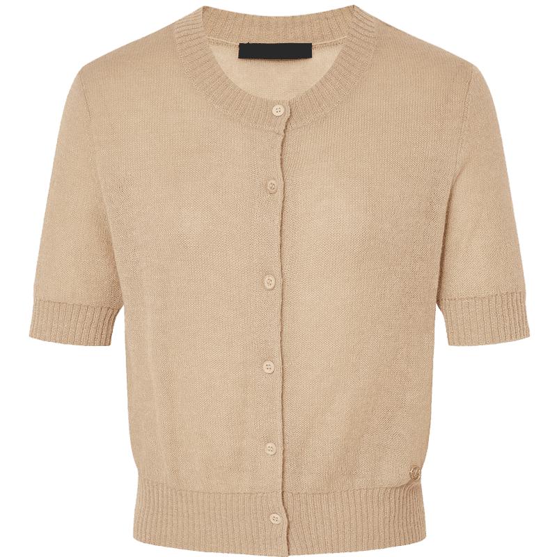 马海毛绵羊毛泡泡袖针织开衫女装