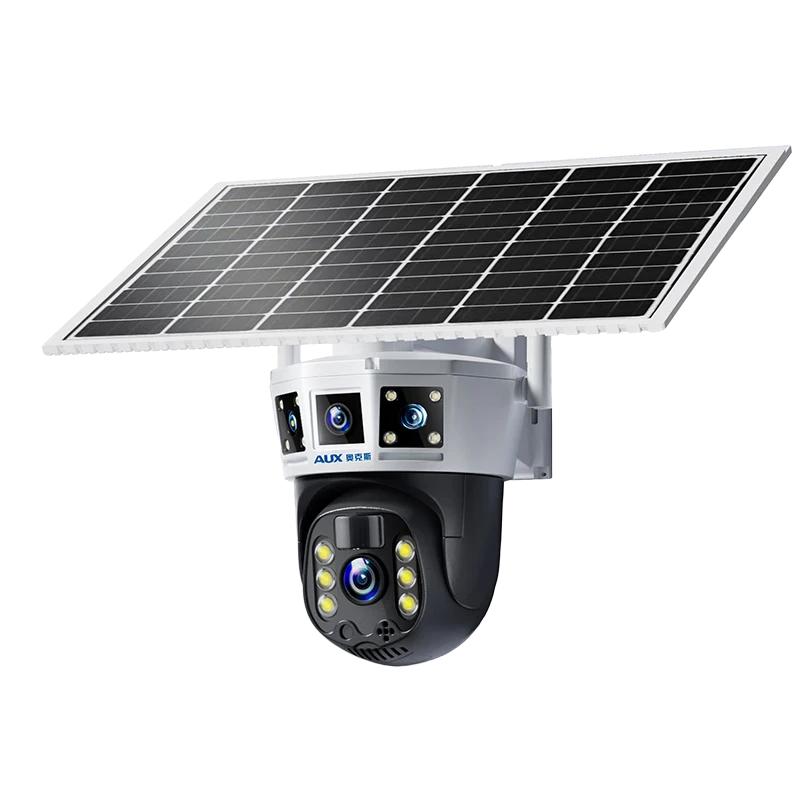 AUX奥克斯4g太阳能摄像头室外无电无网终身免费流量免插电手机远程高清监控器家用户外360度无死角全景夜视