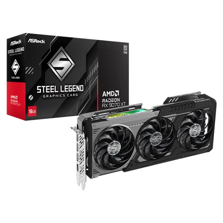 华擎 ASRock AMD Radeon RX 9070 XT Steel Legend Dark 黑色 16GB 显卡